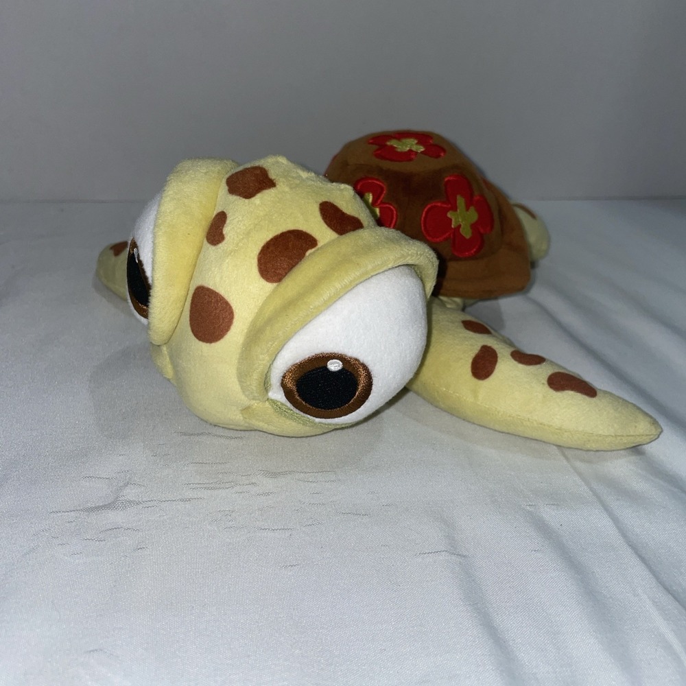 Disney Parks Finding Nemo Squirt Sea Turtle Plush 10 Inch Hibiscus Flower Shell